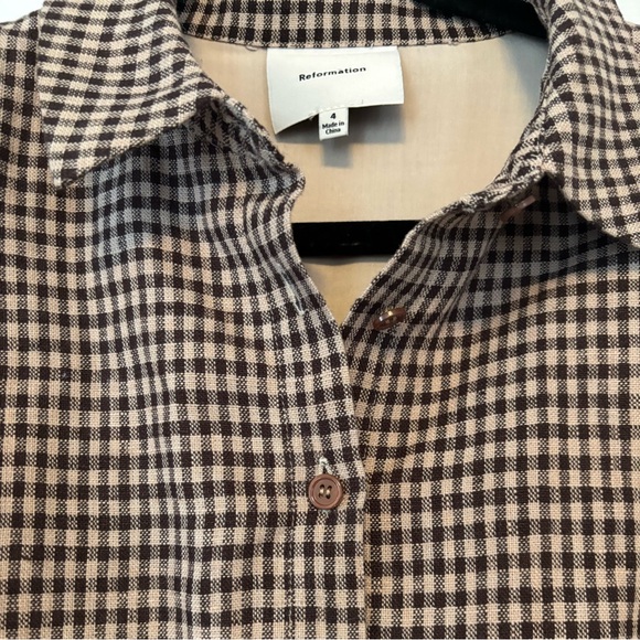 Reformation Ariella Linen Dress Plaid Size 4 - Picture 5 of 11